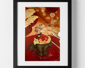 Shrimp Cocktail Table Setting - Vintage Cookbook Illustration (1953)