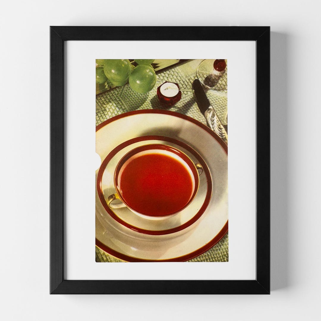 Tomato Soup Table Setting - Vintage Cookbook Illustration (1953) - Etsy