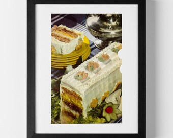 Party Sandwich Cake Table Setting - Vintage Cookbook Illustration (1953)