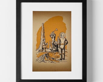 Mining Moon Rocks - Vintage Sci-Fi Novel Illustration (1958)