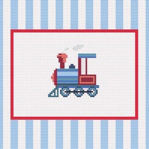Babyblauwe trein kruissteek, naaldpuntpatroon (pdf-patroon)