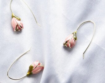 TULIP DROP EARRINGS | Unique drop Earrings | Long Earrings | Pink Tulip | Flower Drop Earrings | Dangle Earrings | Special Earrings |