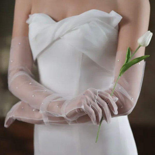 White Wedding Gloves Etsy