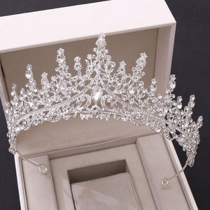 LUXURY CRYSTAL CROWN | Bridal crown | Wedding tiara | Silver white tiara | Bridal silver crown | Unique Tiara | Silver Prom crown | Wedding