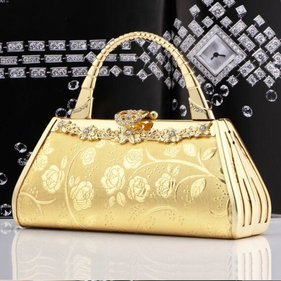 Gold Clutch Purse Evening Clutch with Tassel Silk Bridal Bags | Baginning