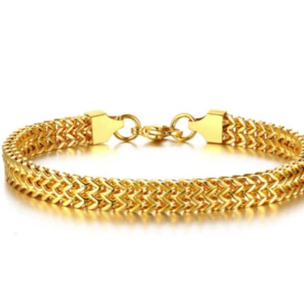 BALI FOXTAIL GOLD  | Men bracelet Double Franco Link Gold Chain | Thick Gold Bracelet | Gold Chain Bracelet | Luxury Chain Stainless Steel