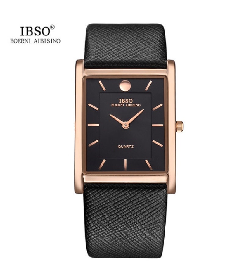 Rectangular watch shop leather strap