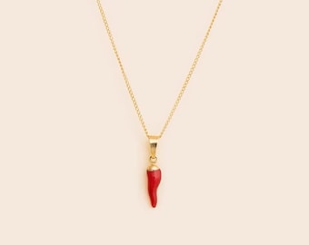 COLLANA CORNICELLO /Corno della fortuna italiano / Collana con ciondolo peperoncino rosso / Pendenti Peperoncino / Ciondoli Collana fortunata / Collana da donna / Regalo