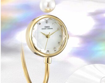 LUXURY BRACELET WATCH | Adjustable Quartz | Pearl Wrist Watch | Elegant Gold Watch | Ladies Watch | Bracelet Watch | Elegant Watch