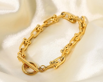 18K GOLD PLATED BRACELET | Stainless  Steel Bracelet | Women Bracelet | Golden Chain | Link Bracelet | Gift for her/ | Present for Wife |