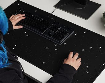 Pixel Stars Gaming Mouse Pad: Retro Sci-Fi Desk Mat Space Galaxy Office Decor
