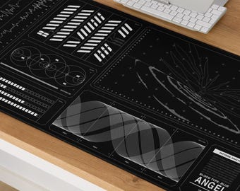 Evangelion Nerv Inspired Gaming Mousepad: Anime Computer Technical Readouts Neon Genesis Office Decor