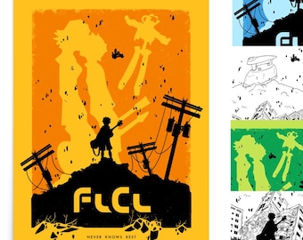 FLCL Fooly Cooly Anime Poster | Hand-drawn Graphic Print Home Office Decor