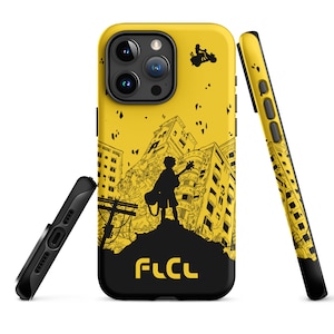 Funda resistente de anime FLCL para iPhone® y Samsung Galaxy Fooly Cooly Furi Kuri Yellow Vespa