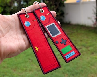 Pokemon Pokedex Jet Tag Double-Sided Embroidered Anime Keychain Woven Ash Pikachu