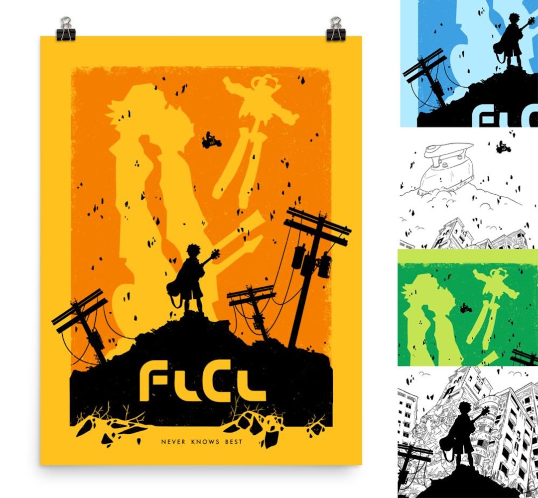 FLCL Fooly Cooly Anime Poster | Hand-drawn Graphic Print Home