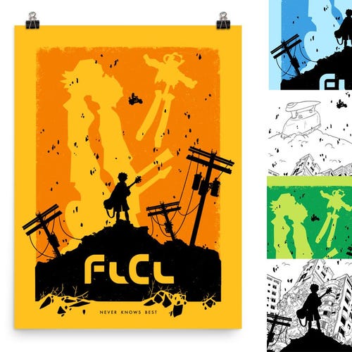 FLCL Fooly Cooly Anime Poster | Hand-drawn Graphic Print Home
