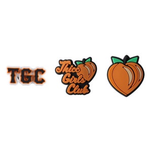 Peachy Charm Collection: Thicc Girls Club Crocs Jibbitz Set - Celebrate Your Curves with Style