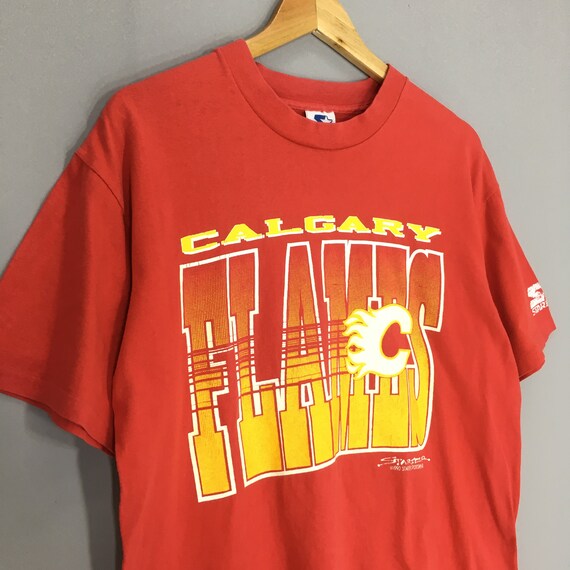 Vintage 90s Calgary Flames NHL Starter T Shirt La… - image 4
