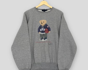 Vintage 90er Polo Bear Ralph Lauren Basketball Sweatshirt Großes Polo By Ralph Lauren Sweater Polo Bear Ralph Lauren NBA Crewneck Size L