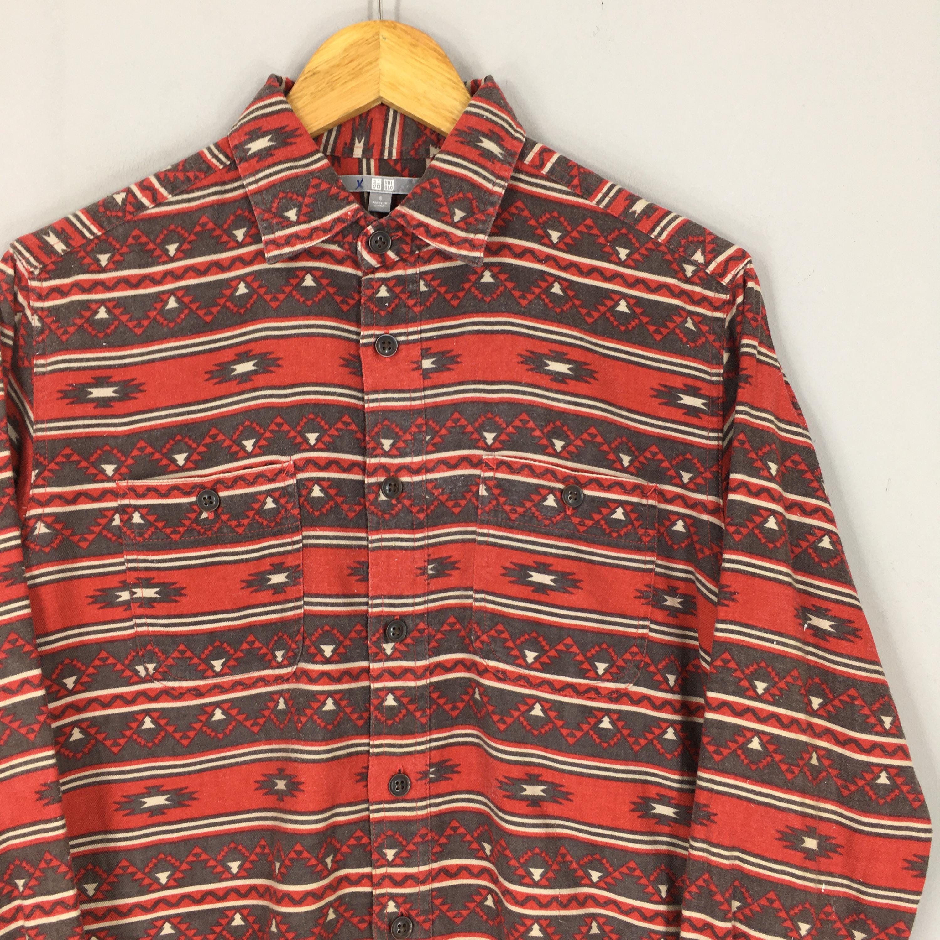 Vintage Tribal Aztec Navajo Pattern Flannel Shirt Small Native American ...