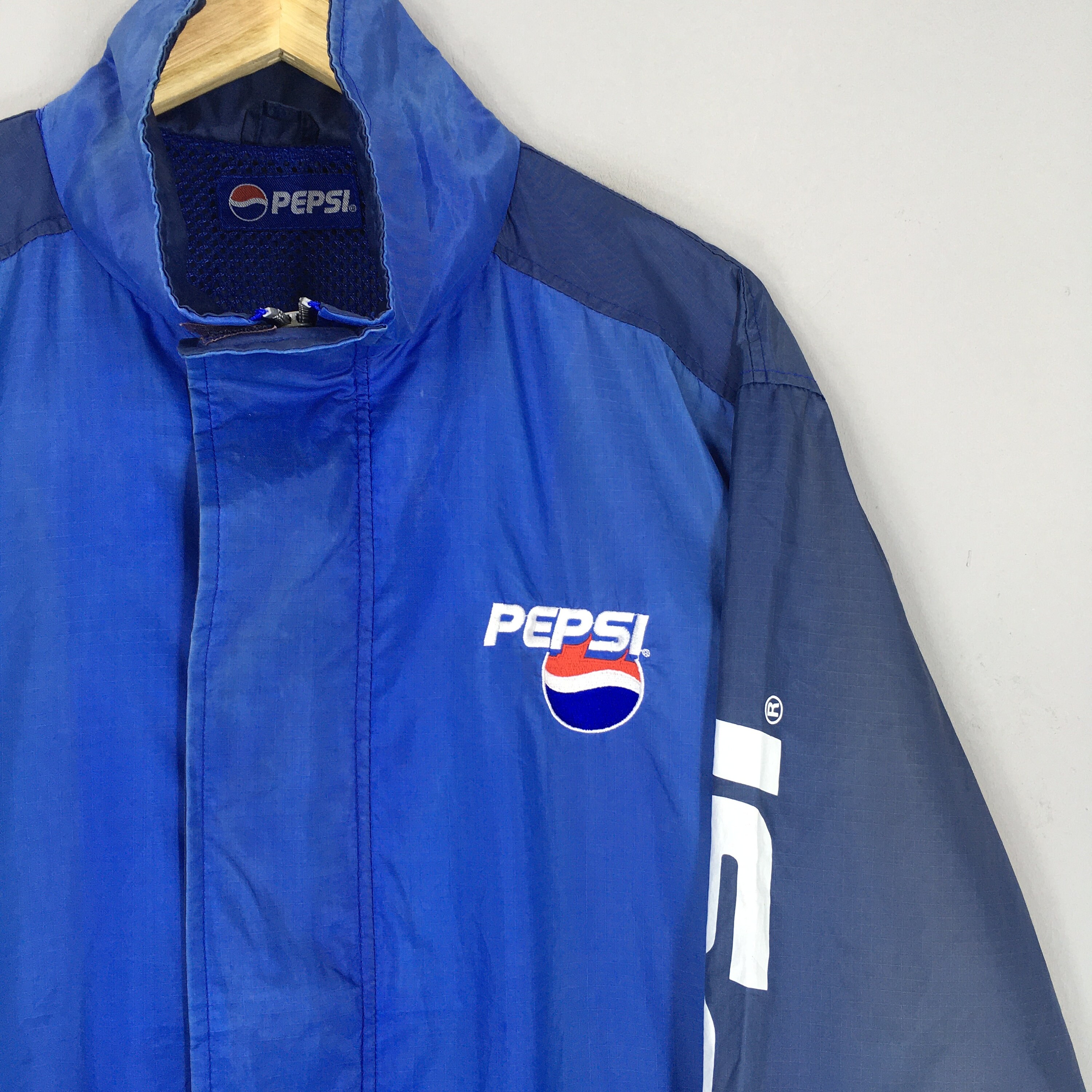 Vintage Pepsi Cola Carbonated Drink Windbreaker Jacket XLarge Pepsi Cola Spell Out Embroidery Logo Jacket Pepsi Drink Light Jacket Size XL