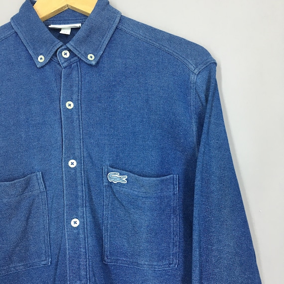 Camisa vaquera azul Lacoste vintage Camisa Oxford mediana Camisa vaquera con logo bordado de Lacoste Camisa vaquera con botones de Lacoste Izod Camisa vaquera de franela Talla M Etsy Mexico