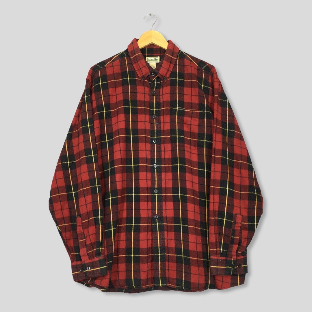 Vintage LL Bean Red Checkered Flannel Shirt Xlarge Ll Bean Usa - Etsy