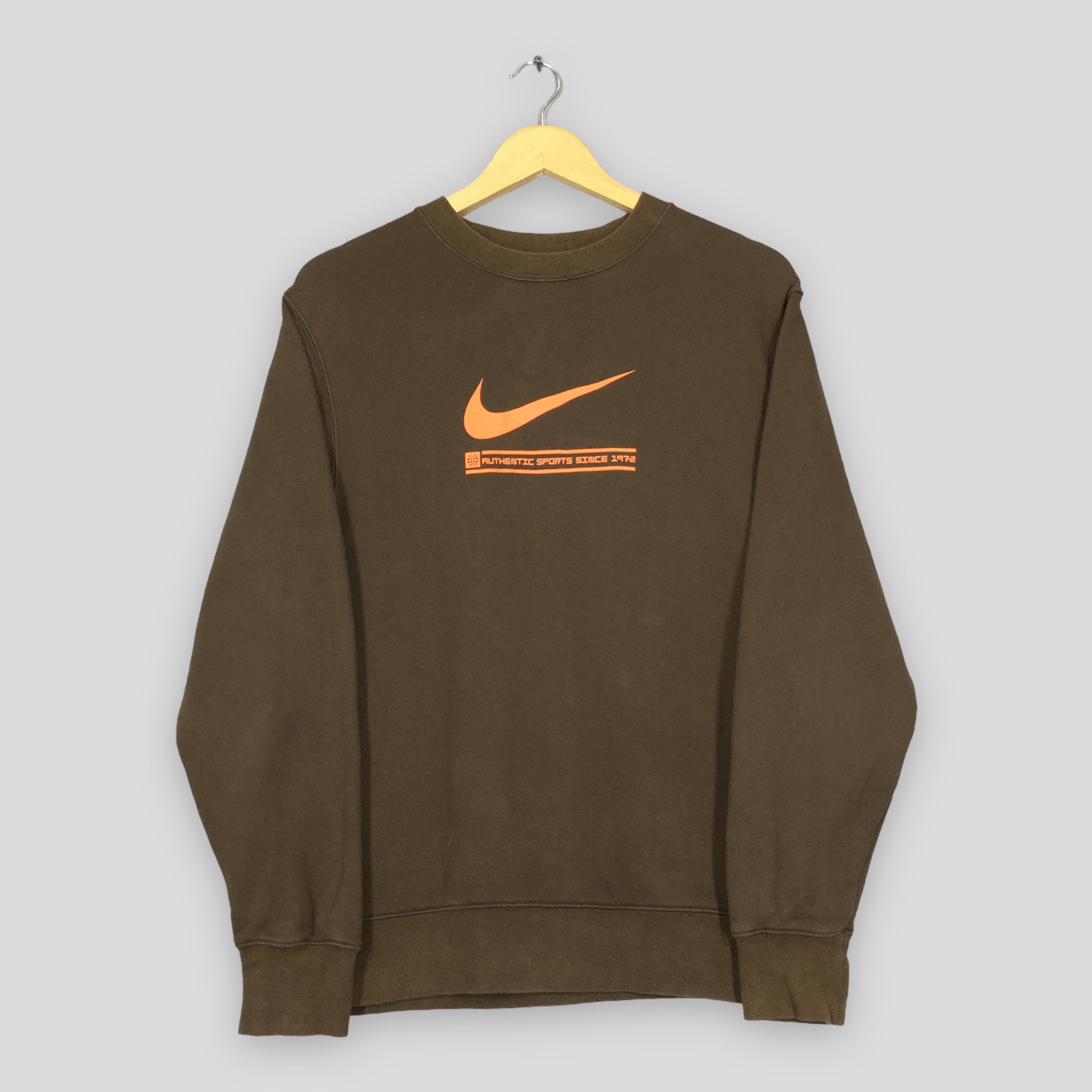 Vintage Y2K Nike Swoosh Brown Sweatshirt Medium Nike Big - Etsy