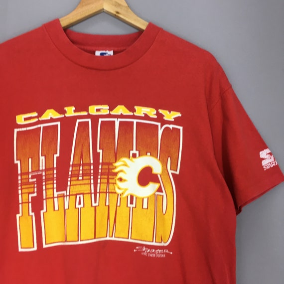 Vintage 90s Calgary Flames NHL Starter T Shirt La… - image 2