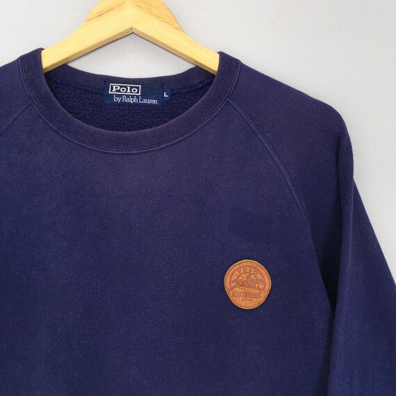 Vintage Sweat shirt equestre Polo Ralph Lauren grand pull Ralph Lauren avec ecusson de cheval equestre Polo poney avec logo brode Ras du cou Taille L Etsy France
