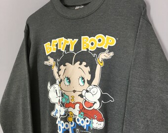 Vintage Betty Boop Cartoon Gray Sweatshirt Medium Betty Boop - Etsy
