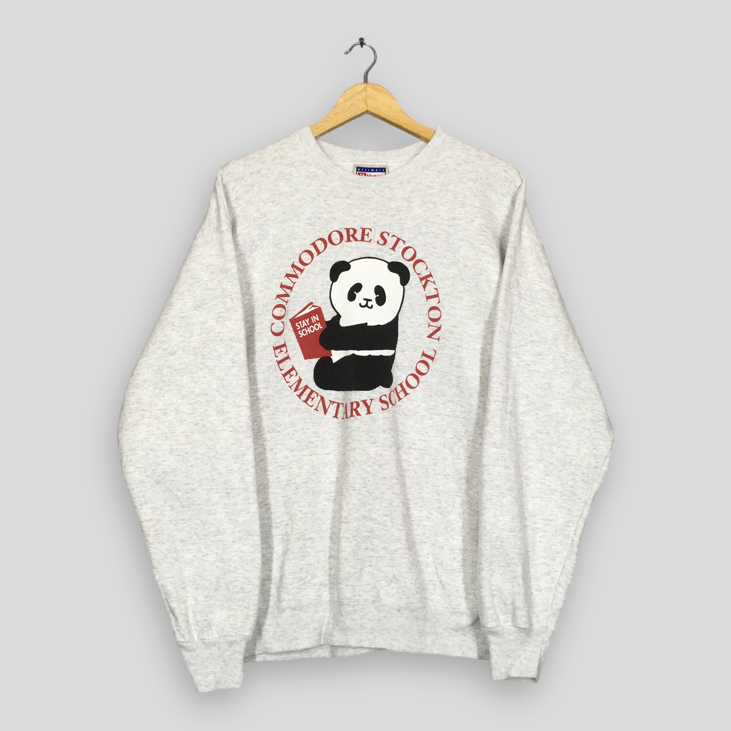 Vintage Commodore Stockton Elementary School Sweatshirt Large Commodore Stockton Skills School Sweater Stockton Panda Gray Crewneck Size L Etsy UK