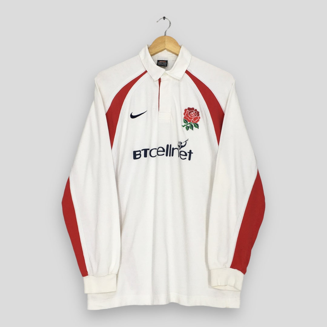 Maillot De Rugby Vintage Angleterre Nike, Blanc Et Rouge, Taille L - Occasion