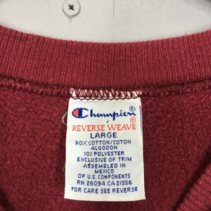 Vintage Champion Reverse Weave Maroon Sweatshirts Großes 80er Jahre Champion Stickerei Script Logo Pullover Champion USA Sportswear Crewneck Gr. L Bild 5