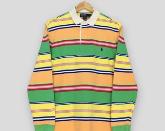 Vintage Polo Ralph Lauren Striped Rugby Shirt Large Polo Ralph Lauren Collared Shirt Ralph Lauren Multicolor Stripes Rugby Polo Shirt Size L