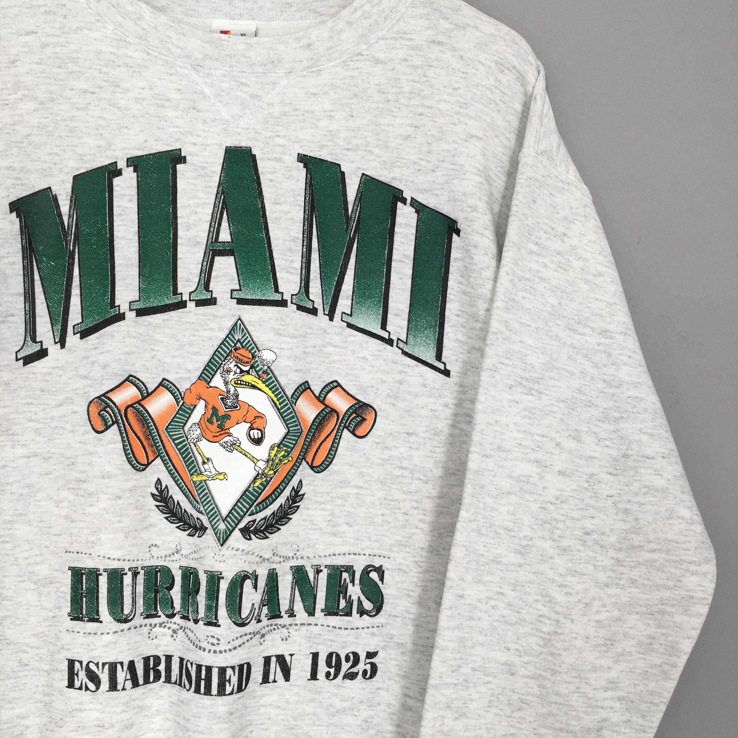 Vintage 90s Rare Miami Hurricanes NCAA Sweatshirt Xlarge