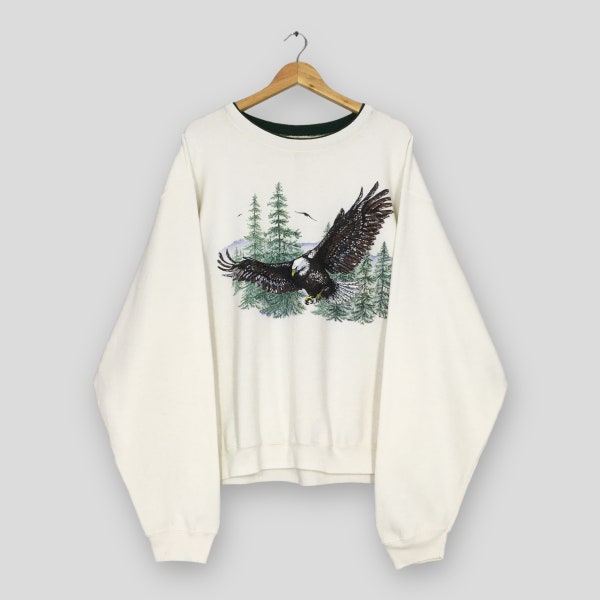 Vintage 90s American Eagle Wildlife Sweatshirt XLarge Alaska Eagle Graphics Sweater Eagles Animal Forest United States Crewneck Size XL