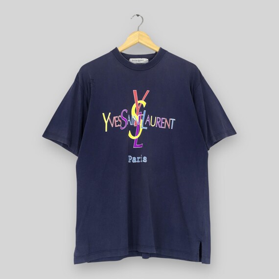Vintage YSL Yves Saint Laurent Blue T Shirt Medium Yves Saint 