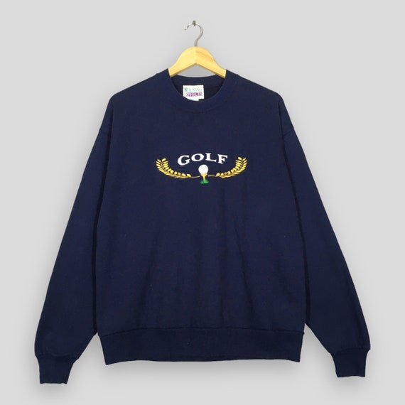 Vintage Golf Sportswear brode bleu sweat grand club de golf des annees 90 Spell Out pull Golf sport americain pull golfeur ras du cou taille L Etsy France