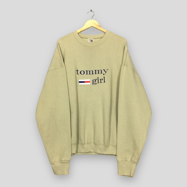 Vintage 90s Tommy Girl Brown Boxy Sweatshirt XXLarge Tommy Girl Embroidery Spell Out Sweater Tommy Girl Jumper Tommy Girl Crewneck Size XXL