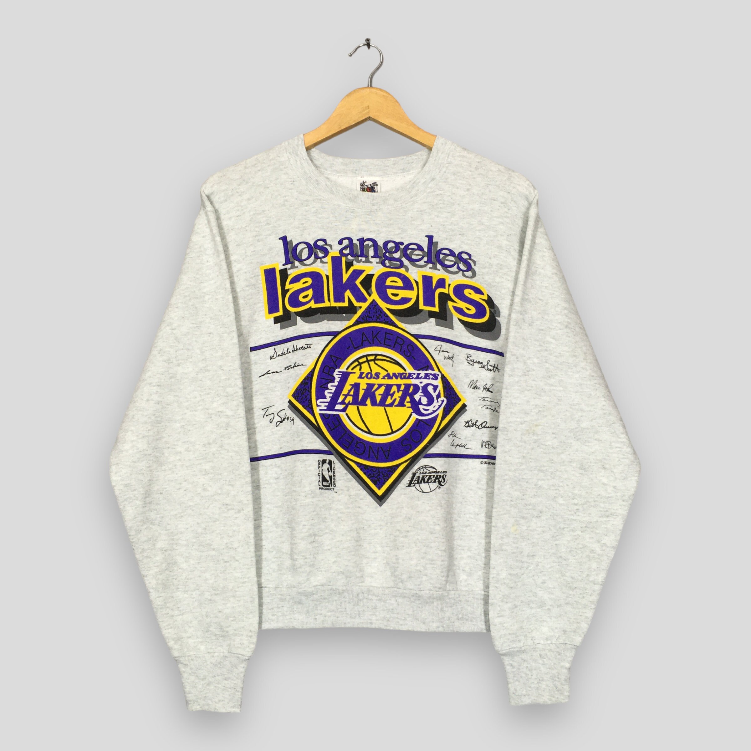 Vintage Puma 90's NBA Los Angeles Lakers Embroidered Sweater Grey (L)