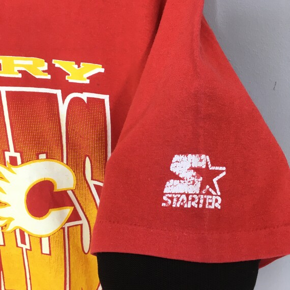 Vintage 90s Calgary Flames NHL Starter T Shirt La… - image 5