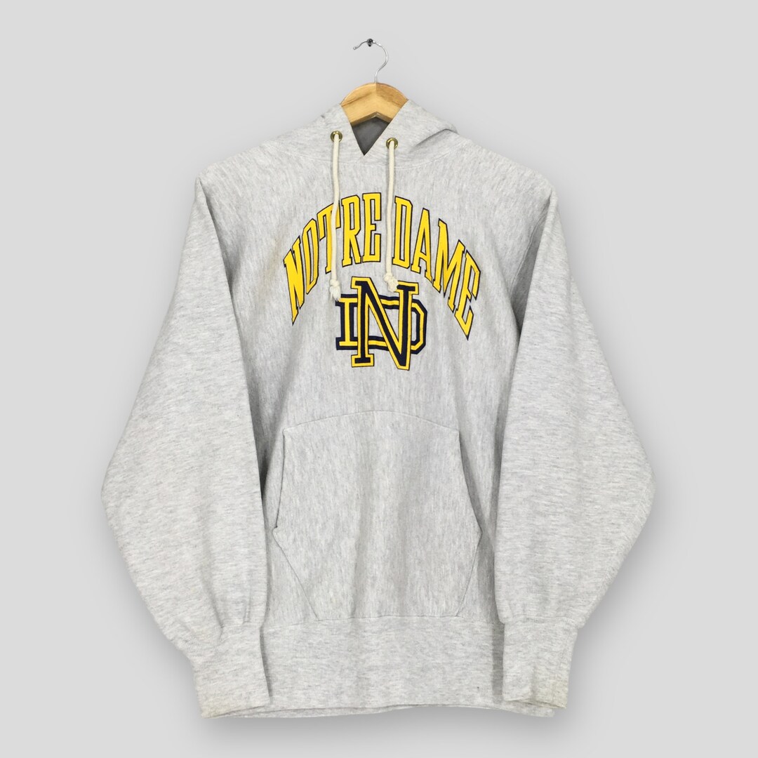 Vintage 90s Champion Notre Dame Hoodie Sweatshirt Large Notre Dame Fighting Irish NCAA Pullover