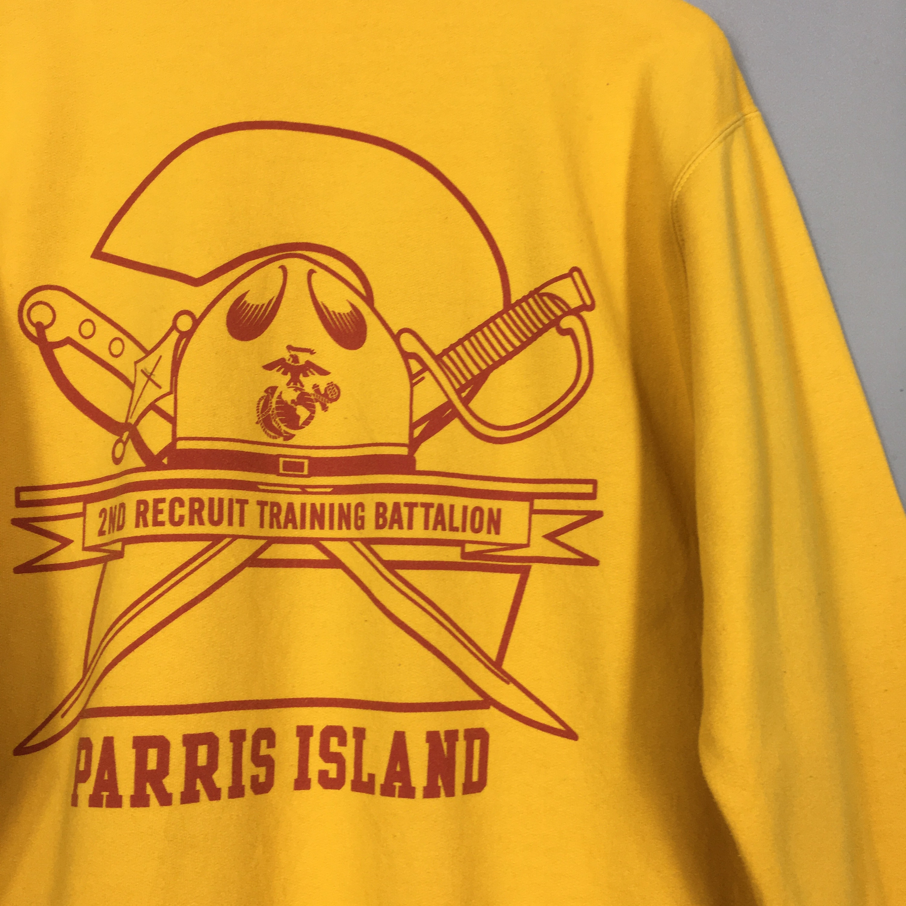 Vintage Marine Us Battalion Medium - Island Crewneck Marine USMC Size Yellow Sweatshirt Corps States Champion United Etsy Sweater Corps Parris M