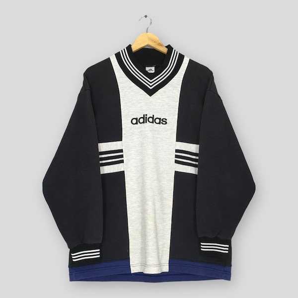 Vintage Adidas Equipment Jumper Sweatshirt Large Adidas Embroidery Spell Out Vneck Adidas Three Stripes Sweater Adidas Sports Jumper Size L