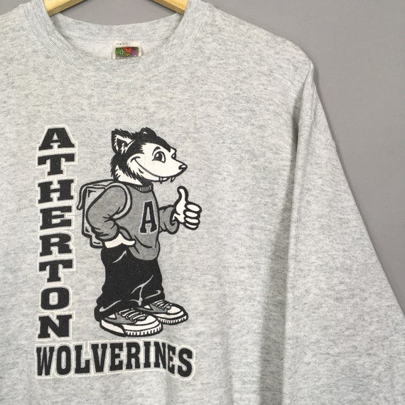 Vintage 90s Atherton Wolverines Gray Sweatshirt X… - image 2