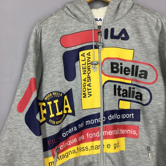 Vintage Fila Italia Sherpa Parka Sweater Large Fila Biella Italia