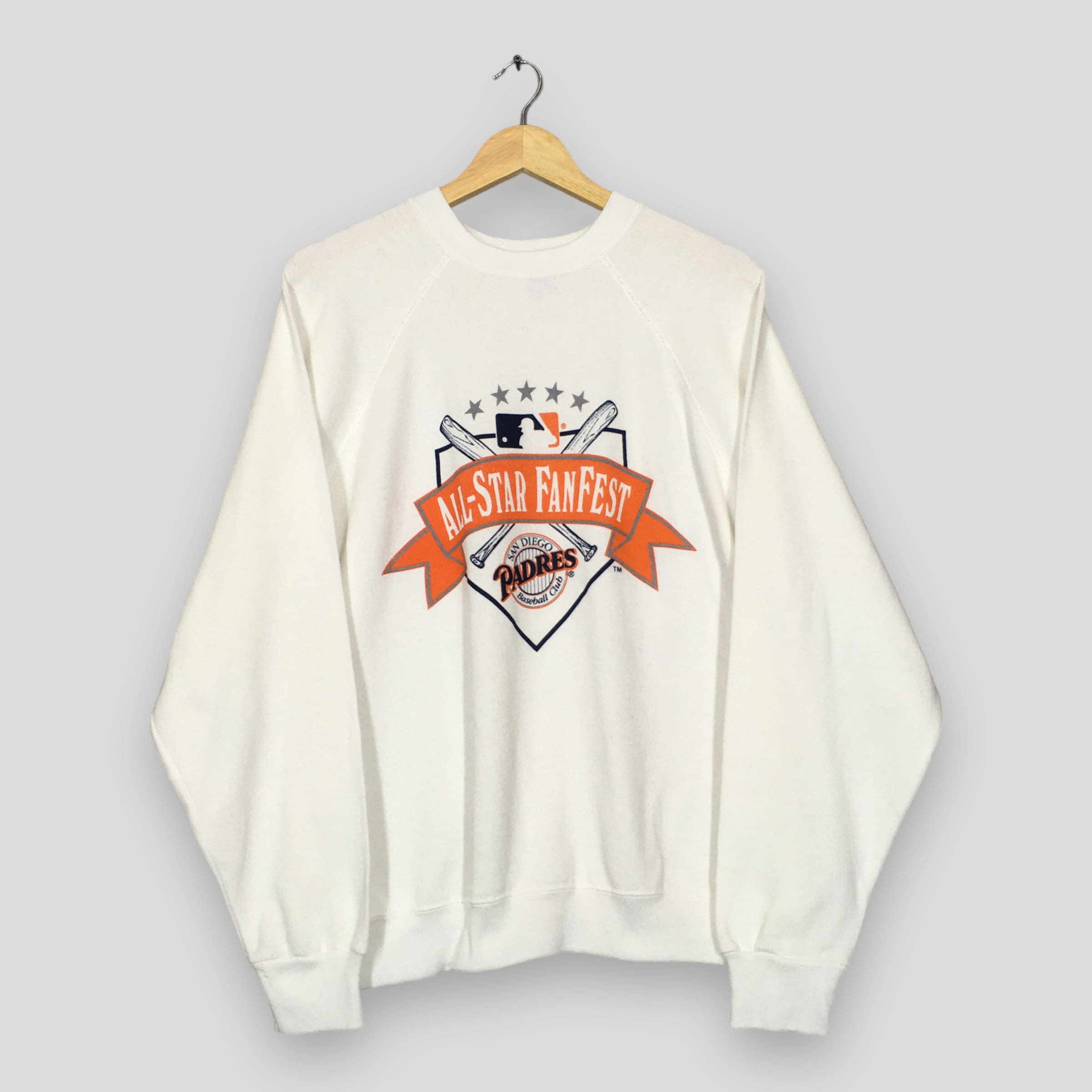 deadmansupplyco Vintage Baseball - San Diego Padres (Yellow Padres Wordmark) Crewneck Sweatshirt