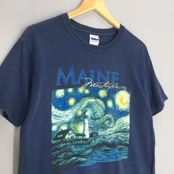 Vintage Vincent Van Gogh Maine T Shirt Large Van … - image 3